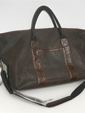 Men's Brown Leather Weekend Duffel Bag vegan leather with detachable strap
